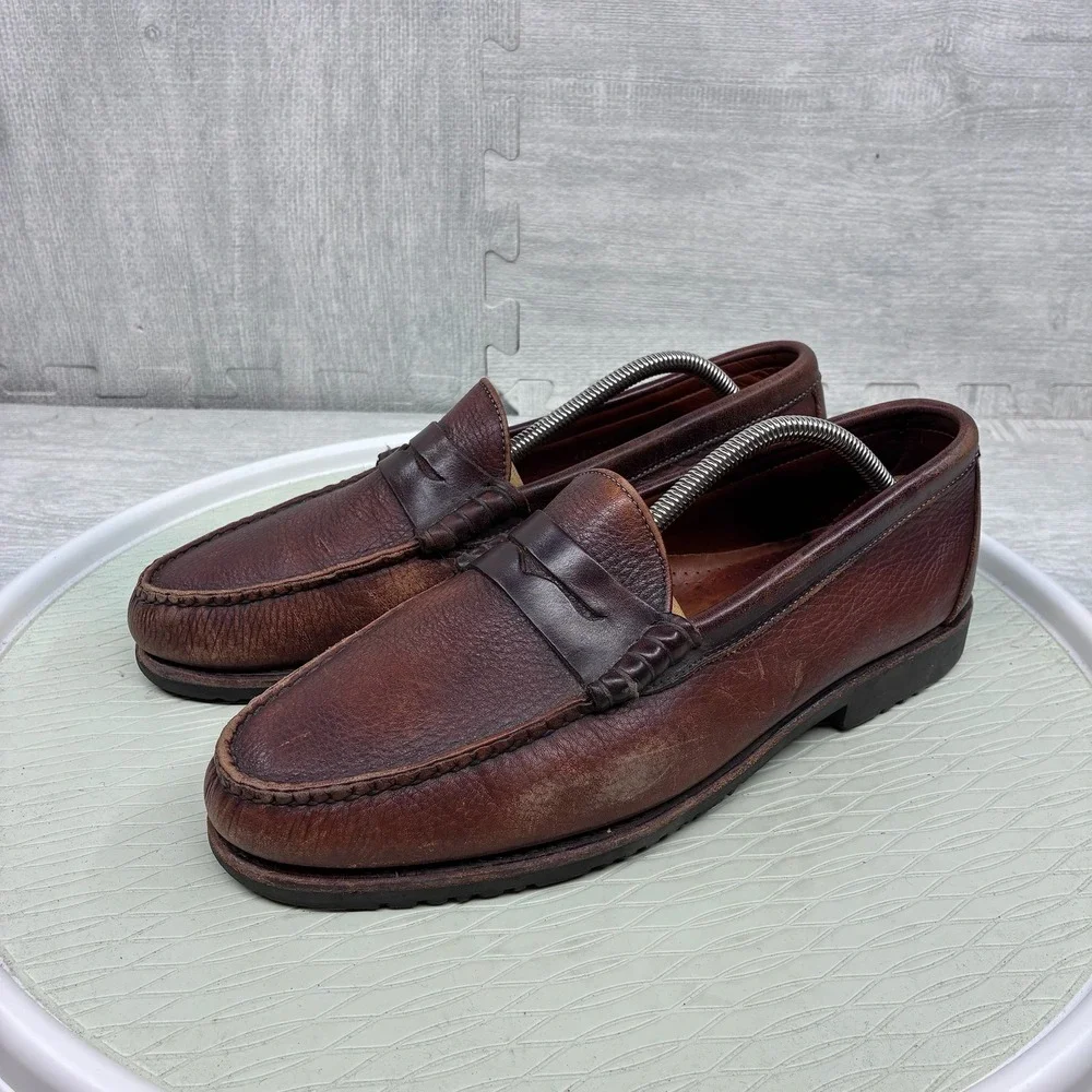 Vintage Allen Edmonds Holton Penny Loafers Mens 11.5 D Brown Leather Beefroll